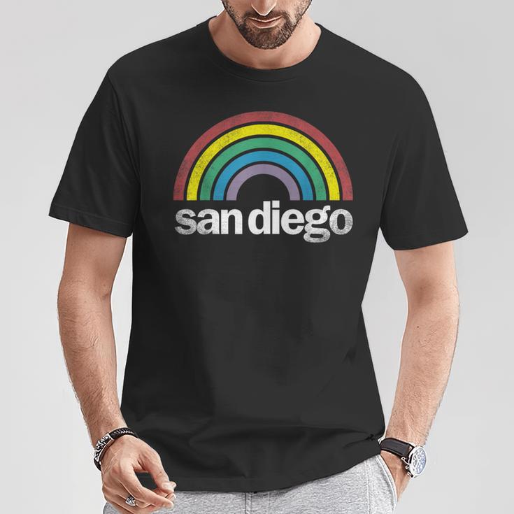 San Diego Rainbow 70'S 80'S Style Retro Gay Pride California T-Shirt Unique Gifts