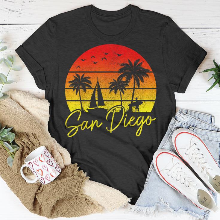 San Diego Vintage Sunset California Sailing Surfer San Diego T-Shirt Unique Gifts