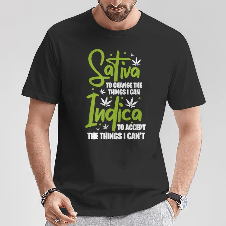 Sativa To Change The Things I Can Indica Cannabis Weed Leaf T-Shirt Unique Gifts