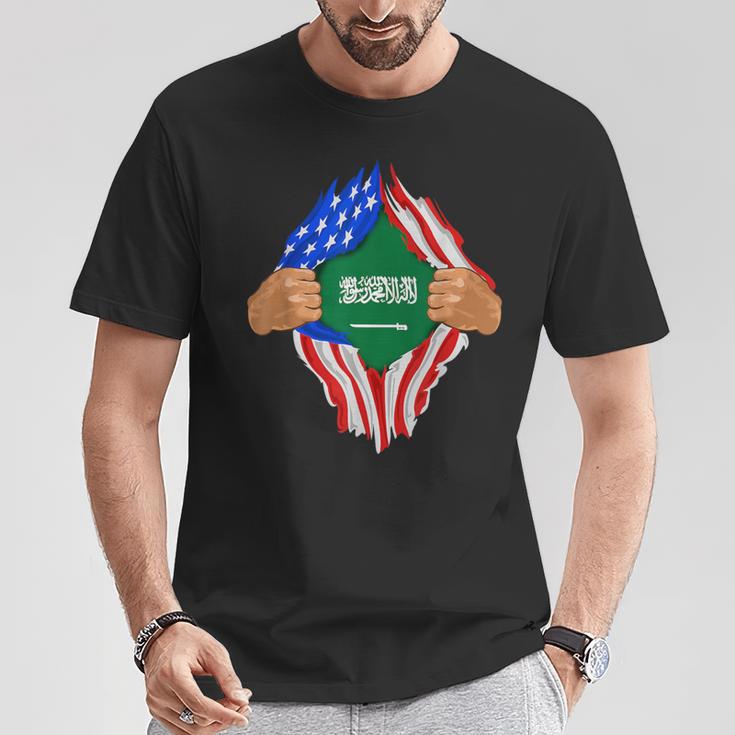 Saudi Arabian Blood Inside Me Saudi Arabia Flag T-Shirt Unique Gifts