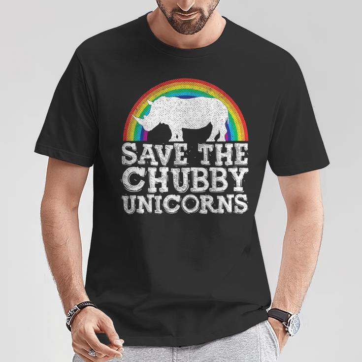 Save The Chubby Unicorns Rainbow Rhino Rhinoceros T-Shirt Unique Gifts