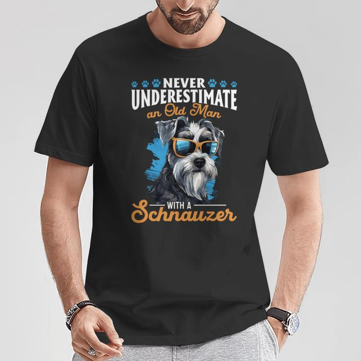 Schnauzer Dog Breed Pet Never Underestimate A Old Man T-Shirt Unique Gifts