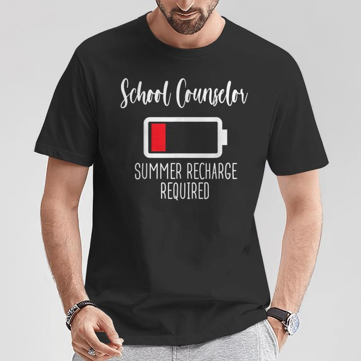 School Counselor Summer Recharge Required Last Day School T-Shirt Unique Gifts