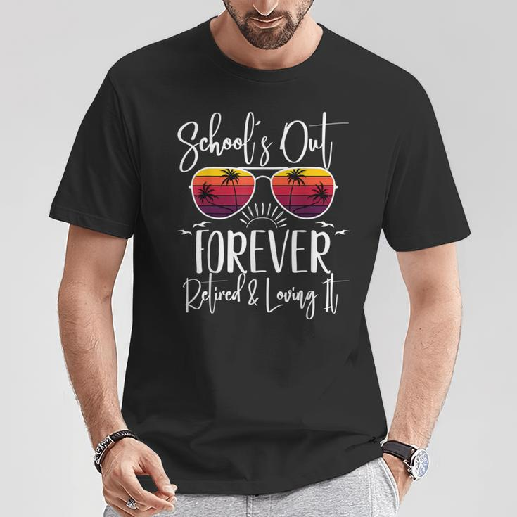Schools Out Forever & Retired Teacher Retirement Summer Palm T-Shirt Unique Gifts