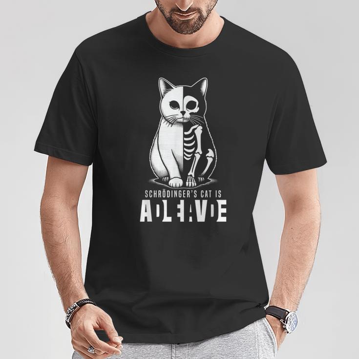 Schrödinger's Cat Dead And Alive Quantum Mechanics Physics T-Shirt Lustige Geschenke