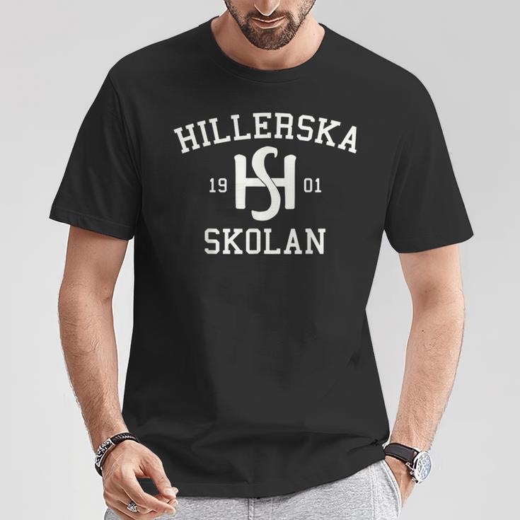 Schwarzes Hillerska Skolan 1901 T-Shirt, Historisches Design Tee Lustige Geschenke