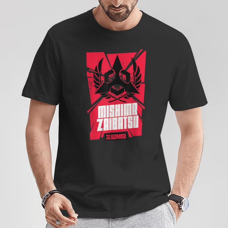 Schwarzes T-Shirt mit Mishima Zaibatsu-Design in Rot, Fanartikel Lustige Geschenke