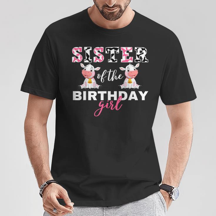 Schwester des Geburtstagsmädchens Kuh Bauernhof-Party T-Shirt Lustige Geschenke