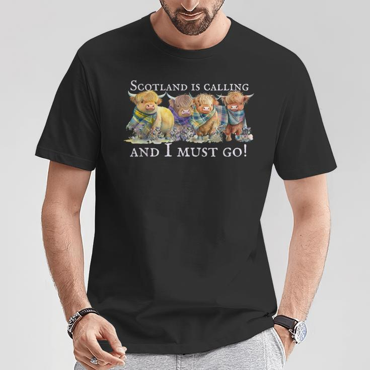 Scotland Is Calling And I Must Go Highland Cow T-Shirt Unique Gifts