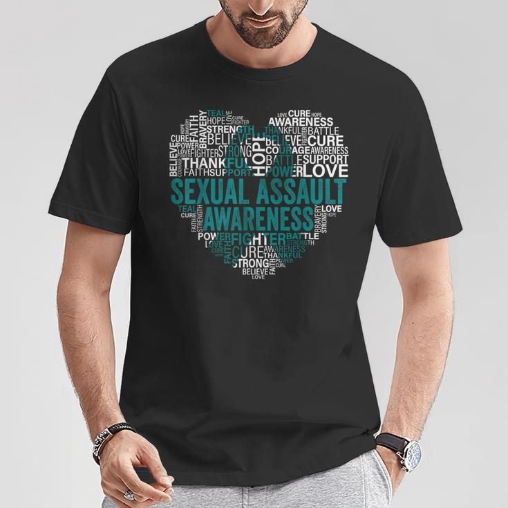 Sexual Assault Teal Ribbon Awareness Support T-Shirt Unique Gifts