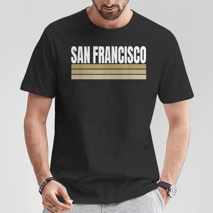 Sf Vintage Striped San Francisco Red Maroon San Francisco Ca T-Shirt Unique Gifts