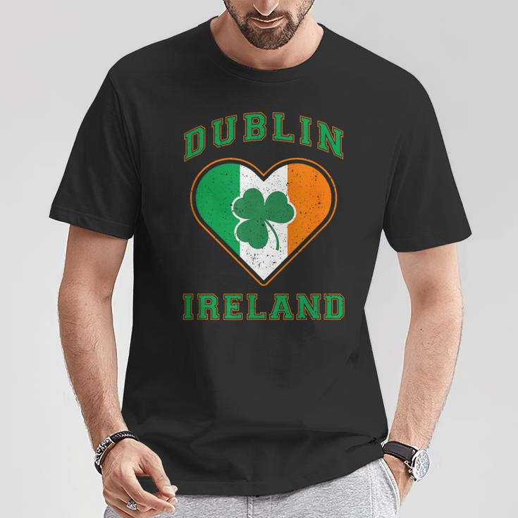 Shamrock Clover In Dublin Ireland Flag In Heart Shaped T-Shirt Personalized Gifts