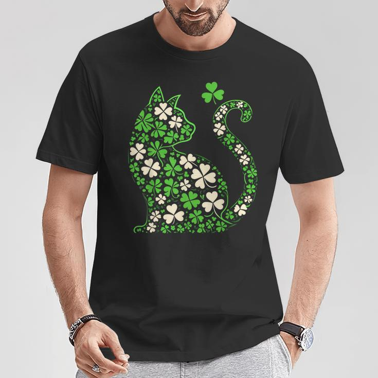 Shamrock Irish Cat Graphic Saint Patrick Day For Cat Lovers T-Shirt Unique Gifts