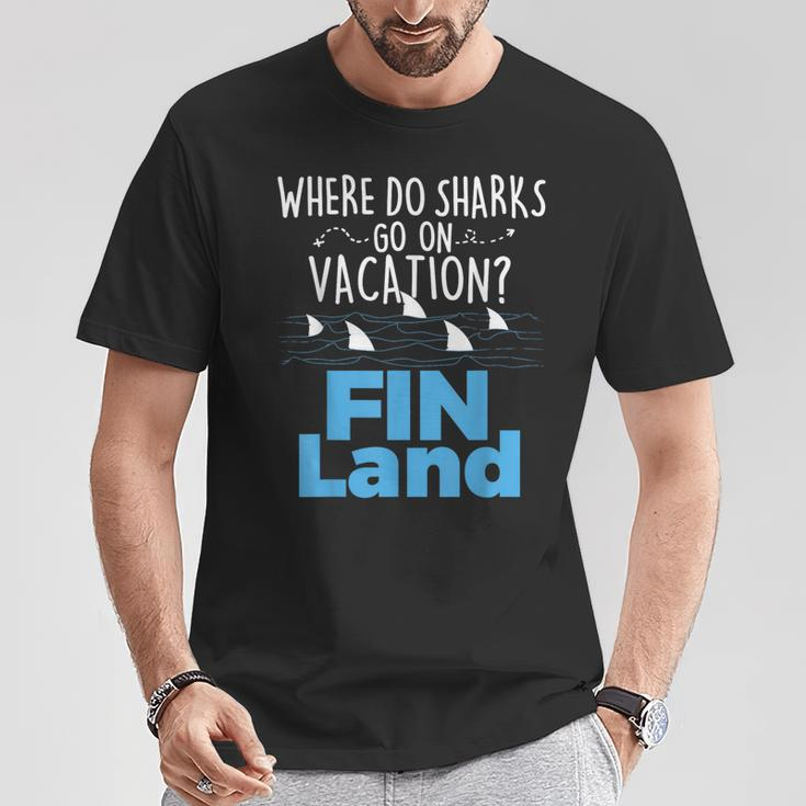 Where Do Sharks Go On Vacation Shark Lover Ocean Wildlife T-Shirt Unique Gifts