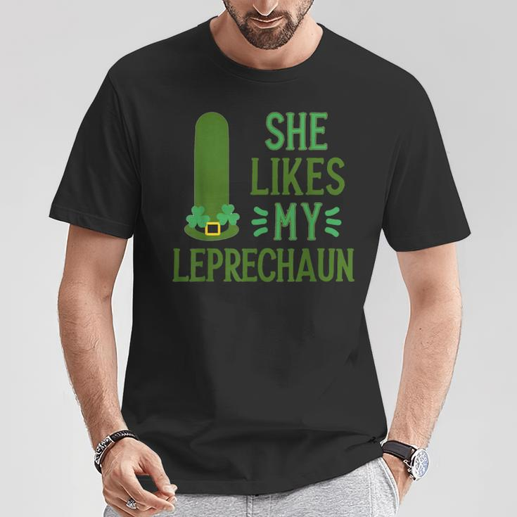 She Likes My Leprechaun St Patrick's Couple T-Shirt Funny Gifts