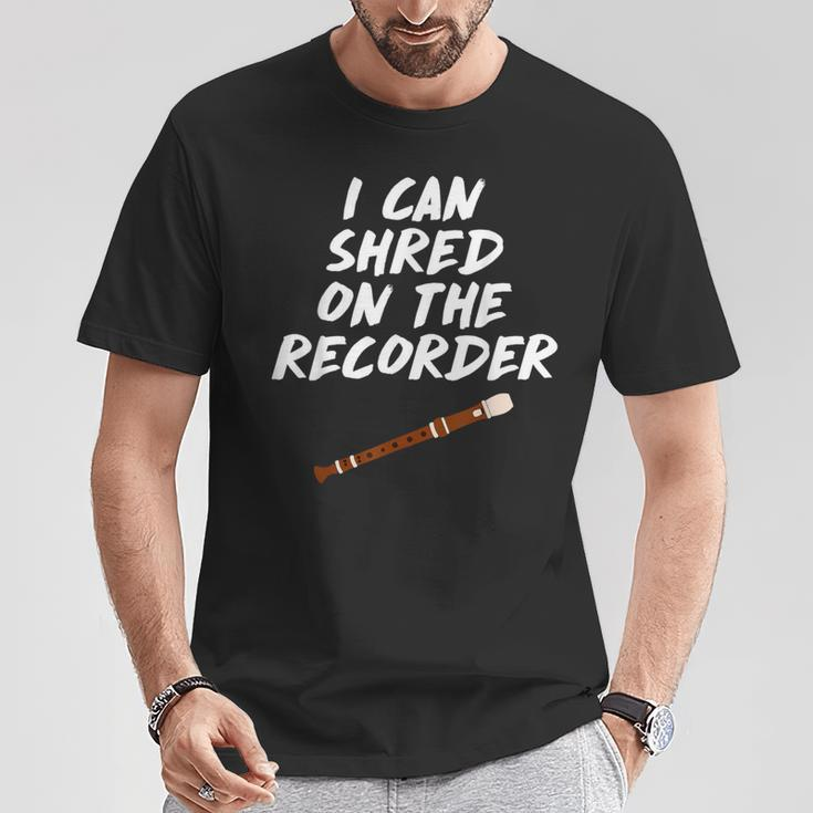 I Can Shred On The Recorder Instrument Flute T-Shirt Unique Gifts