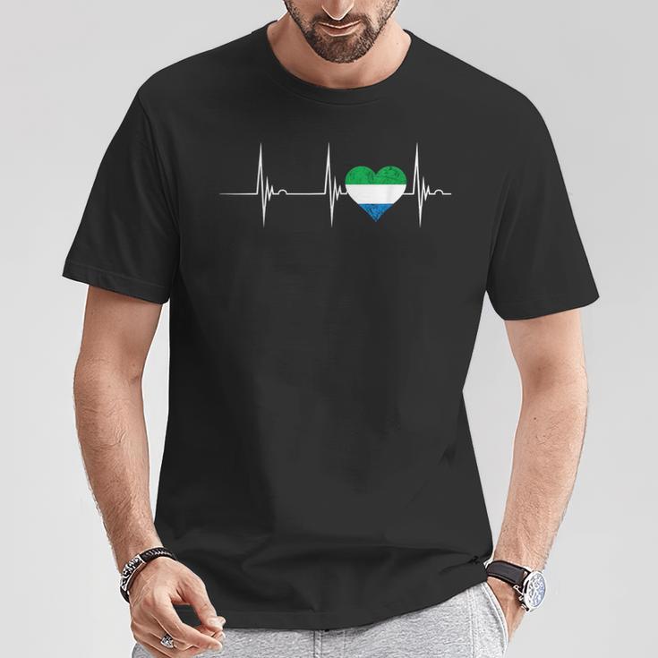 Sierra Leone Heartbeat Ekg Pulse Siera Leonean Roots T-Shirt Unique Gifts