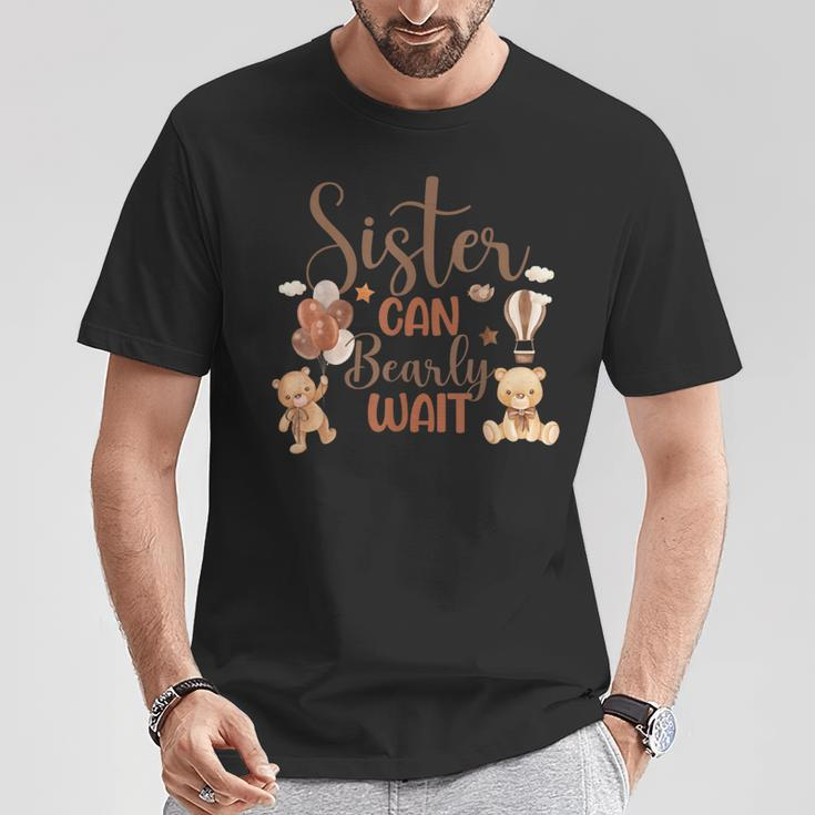 Sister Can Bearly Wait Bear Gender Neutral Boy Baby Shower T-Shirt Unique Gifts