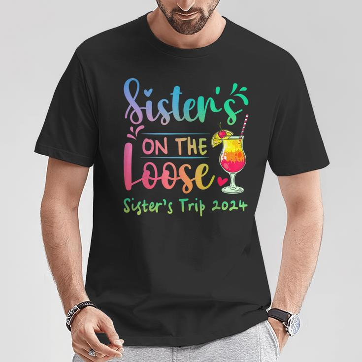 Sister's Trip 2024 Sisters' On The Loose Tie Dye T-Shirt Personalized Gifts
