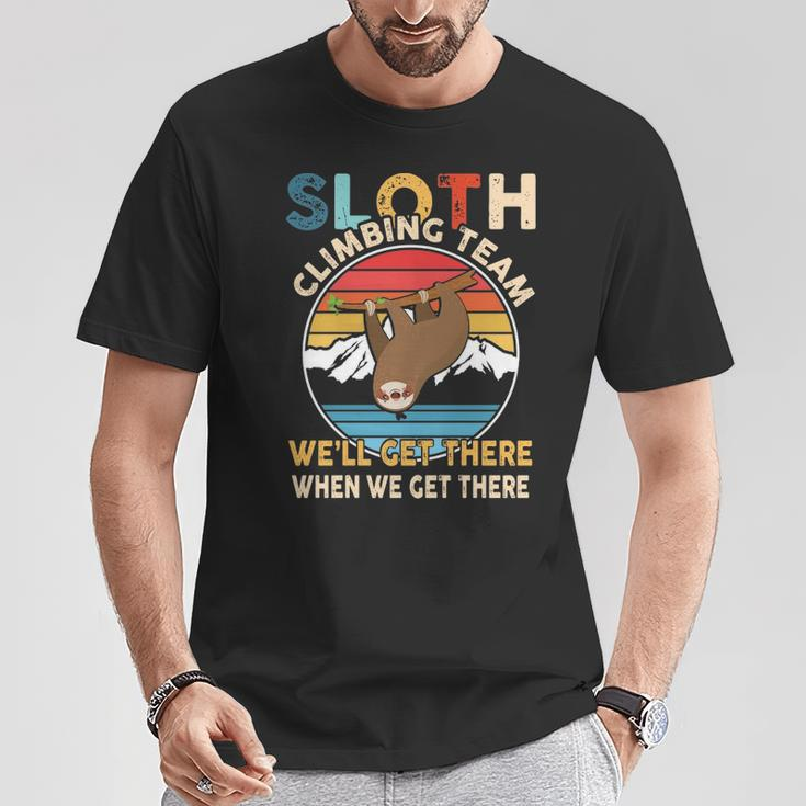 Sloth Climbing Team Retro Vintage Hiking Climbing T-Shirt Unique Gifts