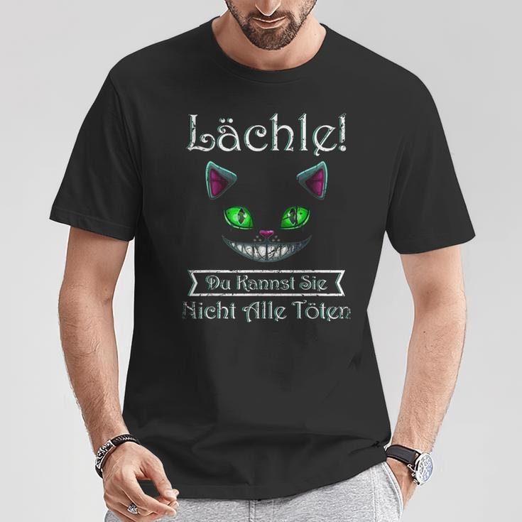 Smile Du Kannst Sie Nicht Alle Töten Cheshire Cat Black T-Shirt Lustige Geschenke