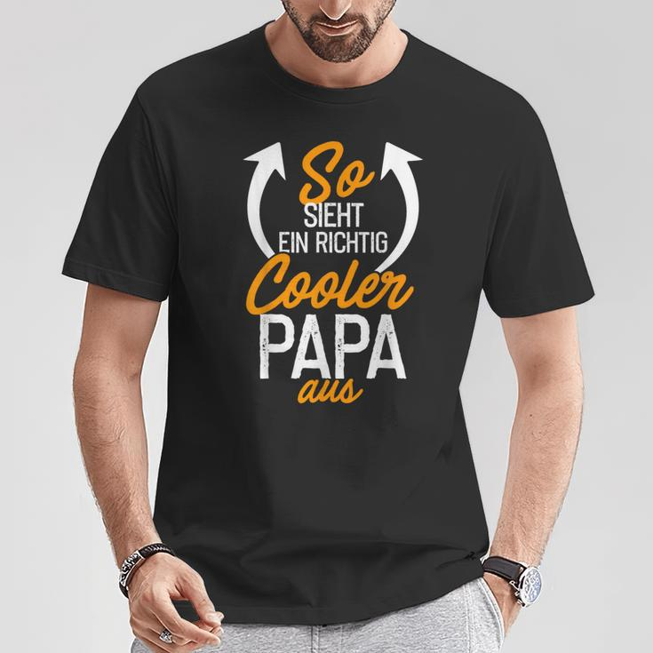 So Sieht Ein Cooler Papa Aus Slogan T-Shirt zum Vatertag, Schwarz S Lustige Geschenke