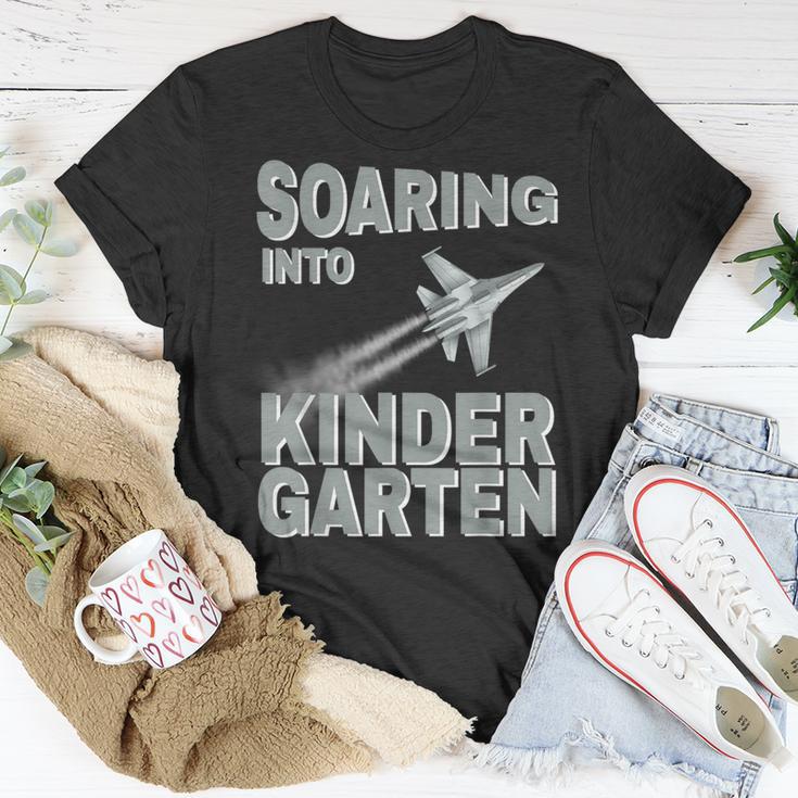 Soaring Into Kindergarten Back To School Jet Military Family T-Shirt Unique Gifts