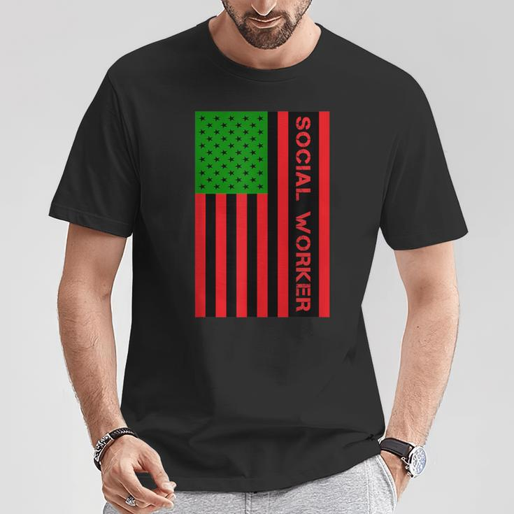 Social Worker Unia Flag Pan African American Flag Junenth T-Shirt Unique Gifts