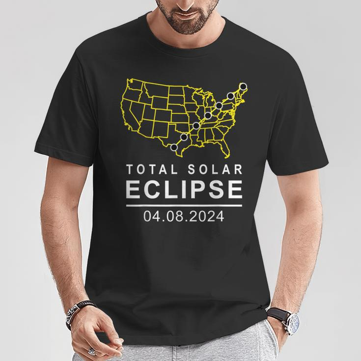 Solar Eclipse 2024 America Totality Path April 8 Usa Map T-Shirt Unique Gifts