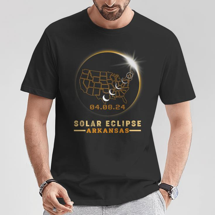 Solar Eclipse 2024 America Totality Total Arkansas Usa Map T-Shirt Personalized Gifts