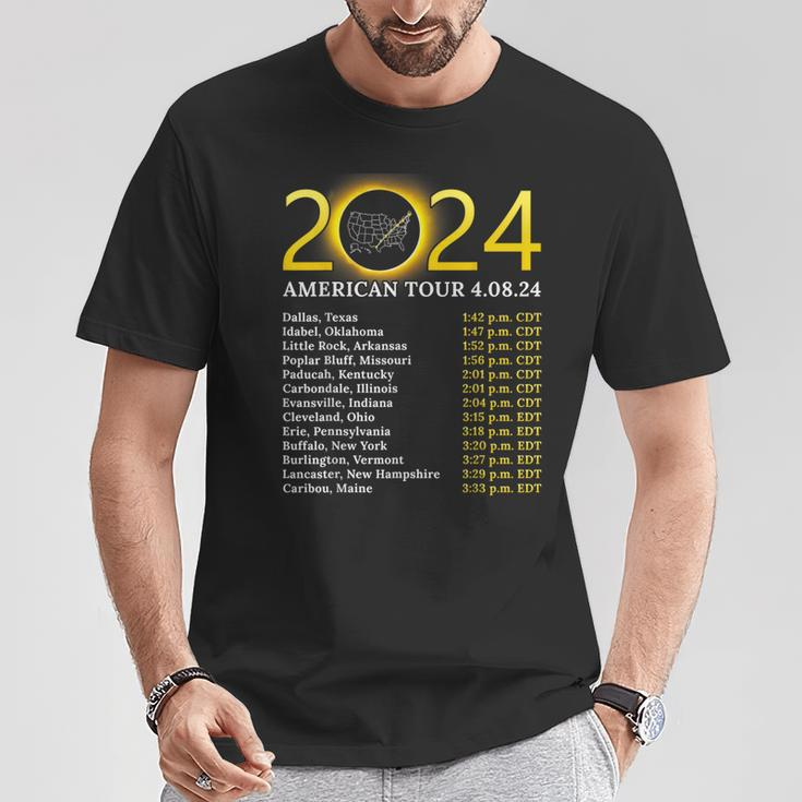 Solar Eclipse 2024 American Tour 2024 Totality Total Usa Map T-Shirt Unique Gifts