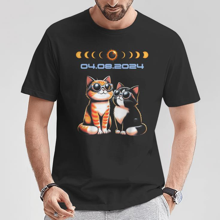 Solar Eclipse 2024 Cats Wearing Solar Eclipse Glasses T-Shirt Unique Gifts