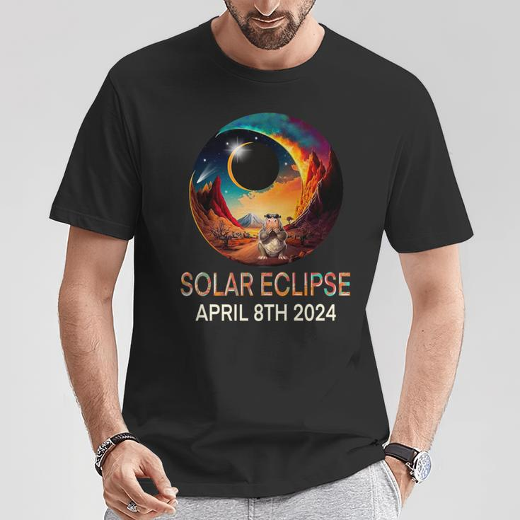 Solar Eclipse 2024 Hippo Wearing Solar Eclipse Glasses T-Shirt Unique Gifts
