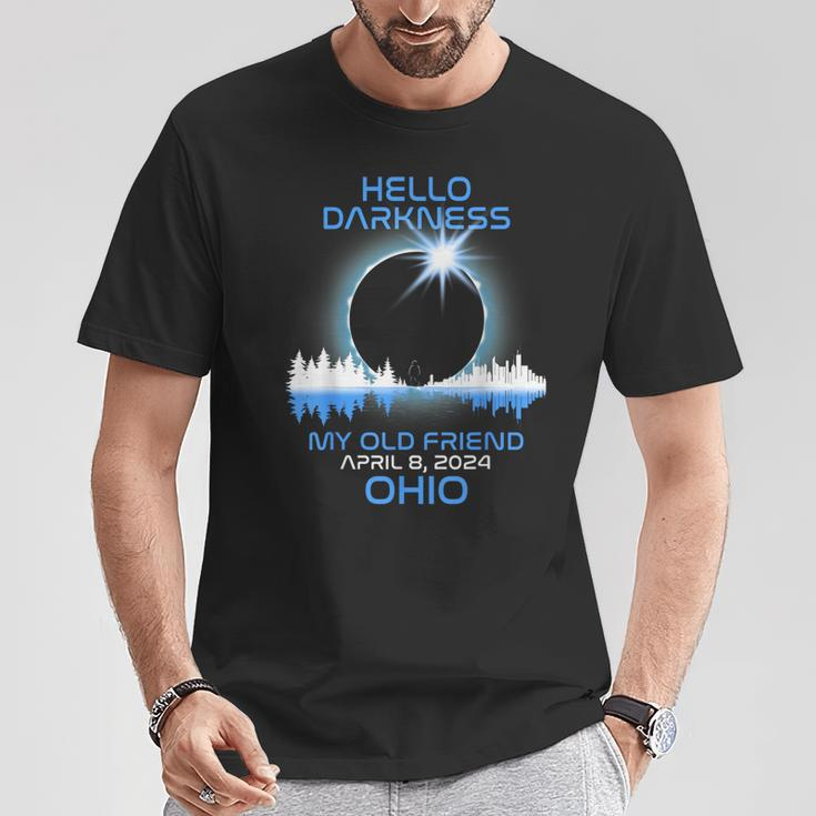 Solar Eclipse 2024 Ohio Hello Darkness My Old Friend T-Shirt Unique Gifts