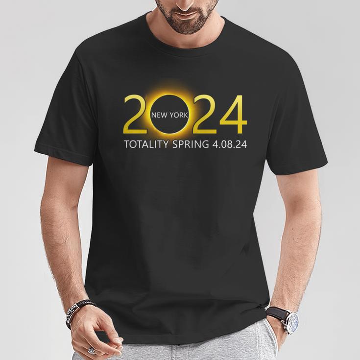 Solar Eclipse 2024 Party New York Totality Total Usa Map T-Shirt Unique Gifts