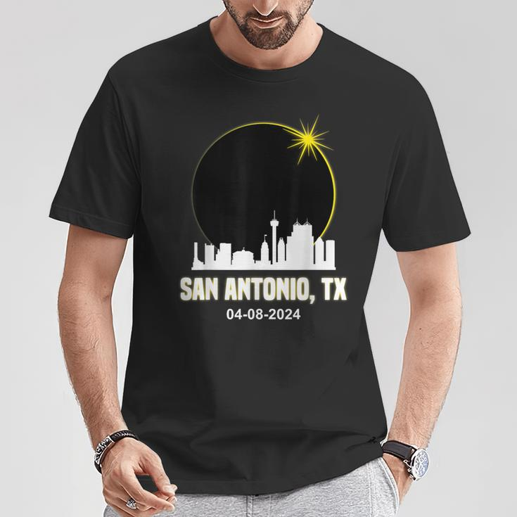 Solar Eclipse 2024 San Antonio Skyline Texas Solar Eclipse T-Shirt Unique Gifts