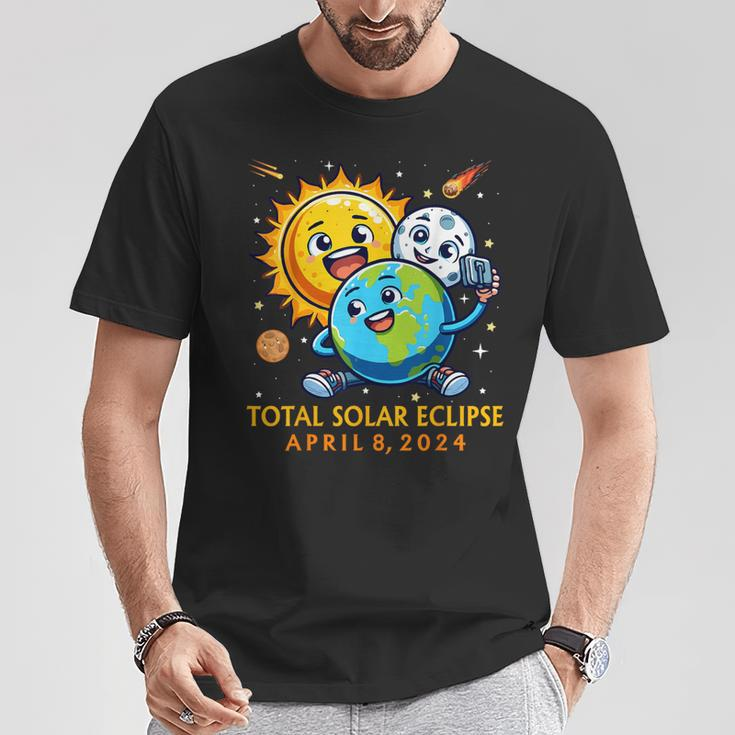 Solar Eclipse April 8 2024 Cute Earth Sun Moon Selfie Space T-Shirt Funny Gifts