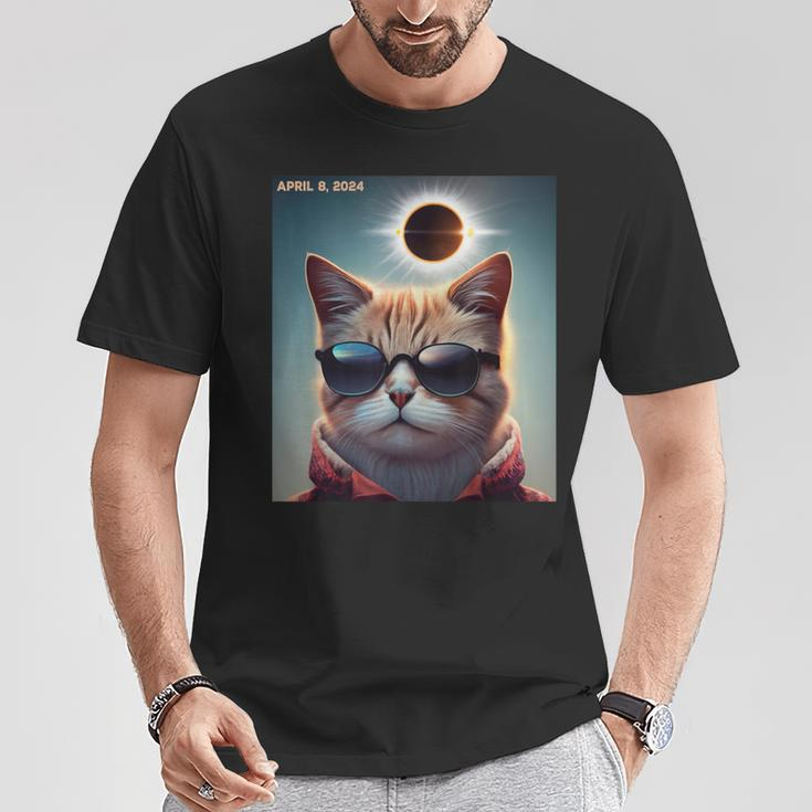 Solar Eclipse Cat 2024 April 8 Solar Eclipse Glasses T-Shirt Unique Gifts