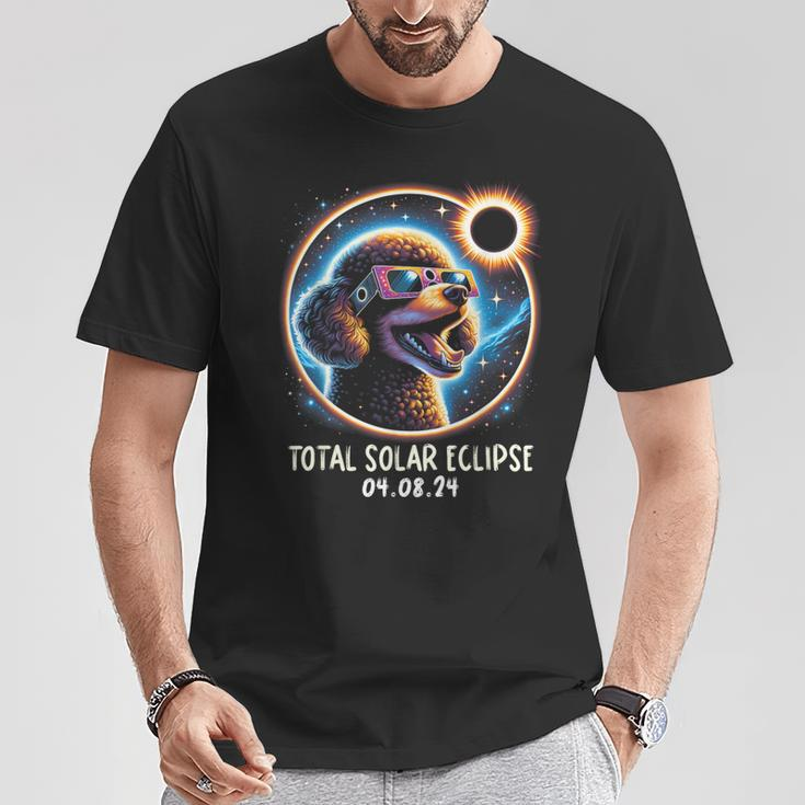 Solar Eclipse Poodle Wearing Glasses Pet April 8 2024 T-Shirt Unique Gifts