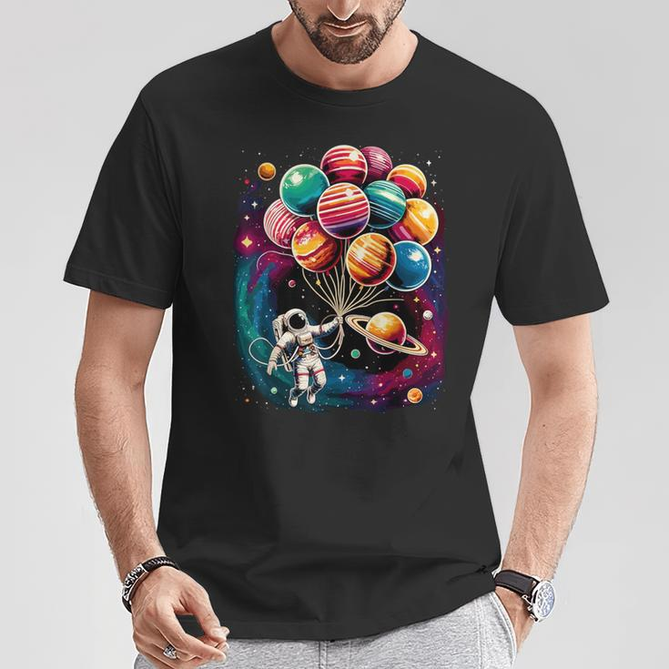 Solar System Astronaut Holding Planet Balloons Stem T-Shirt Funny Gifts