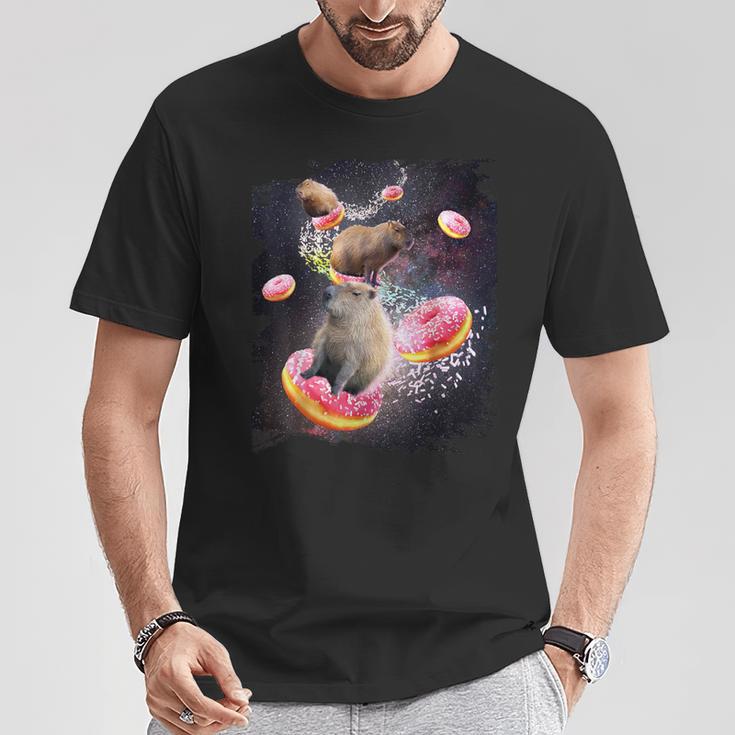 Space Capybara Riding Donut Galaxy Capybaras T-Shirt Unique Gifts