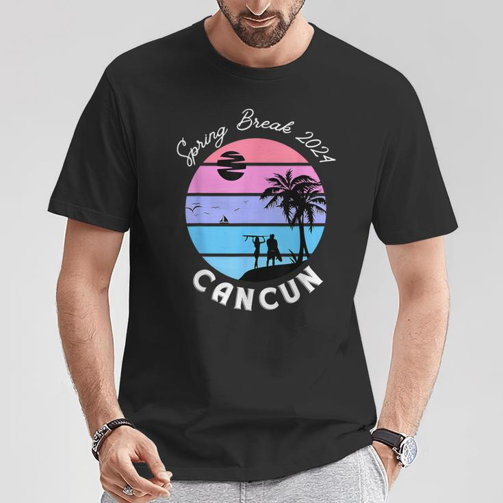 Spring Break 2024 Cancun Mexico Beach Retro Surf Vacation T-Shirt Unique Gifts