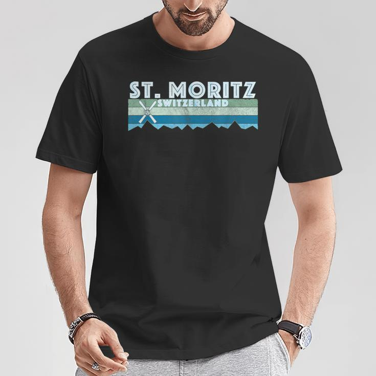 St Moritz Ski Illustration Retro Vintage St Moritz T-Shirt Lustige Geschenke