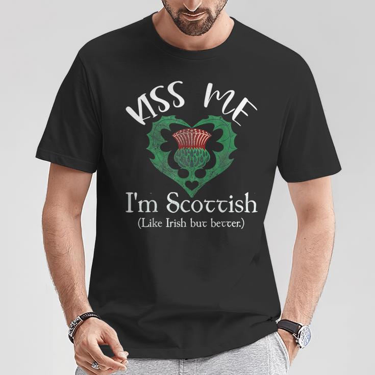 St Patrick's Day Scottish Kiss Me I'm Scottish T-Shirt Unique Gifts