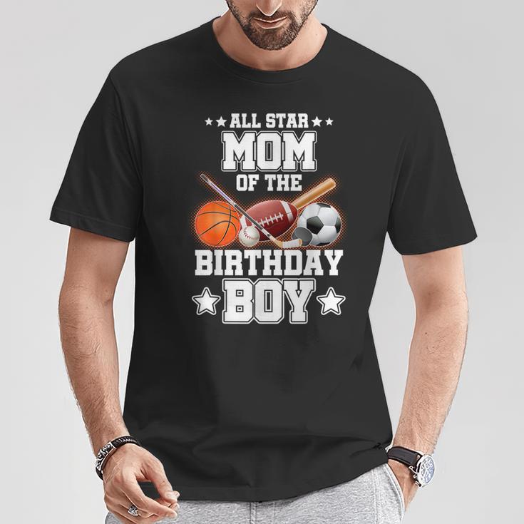 All Star Mom Of The Birthday Boy Sports 1St Family Party T-Shirt Unique Gifts