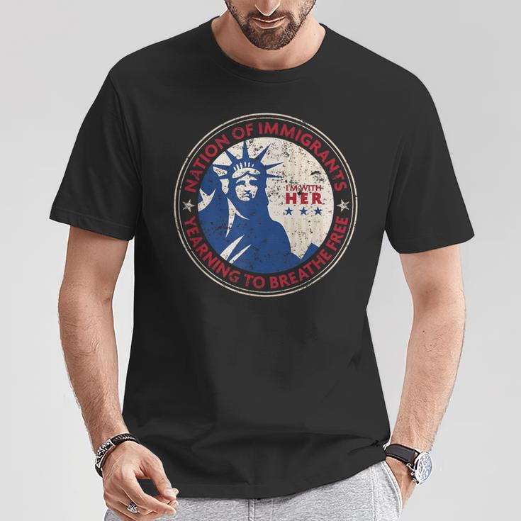 Statue Of Liberty Nation Of Immigrants Patriotic T-Shirt Unique Gifts