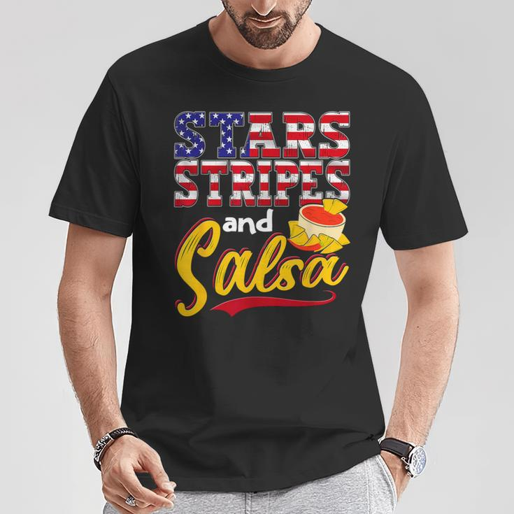Sterne Streifen Und Salsa Mexiko Us Mexikanisch Amerikanisch T-Shirt Lustige Geschenke