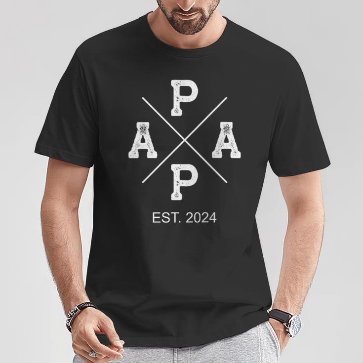 Stolzer Papa 2024 Papa Life Papa Est 2024 T-Shirt Lustige Geschenke