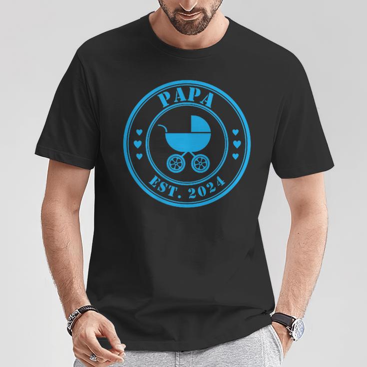 Stolzer Papa 2024 Werdender Papa Est 2024 T-Shirt Lustige Geschenke