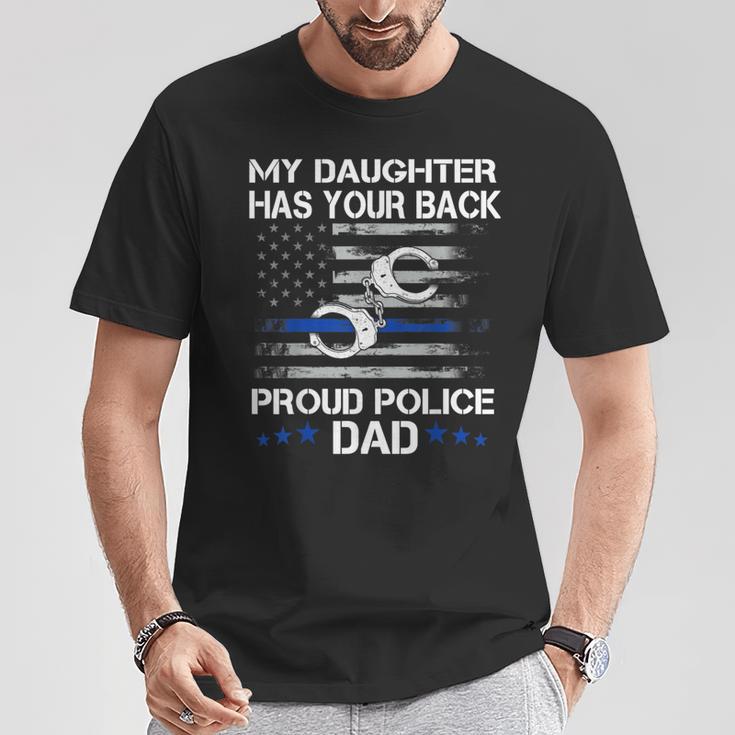 Stolzer Papa Eines Police Officer – Thin Blue Line Geschenk T-Shirt Lustige Geschenke